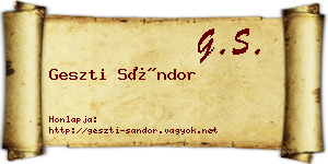 Geszti Sándor névjegykártya